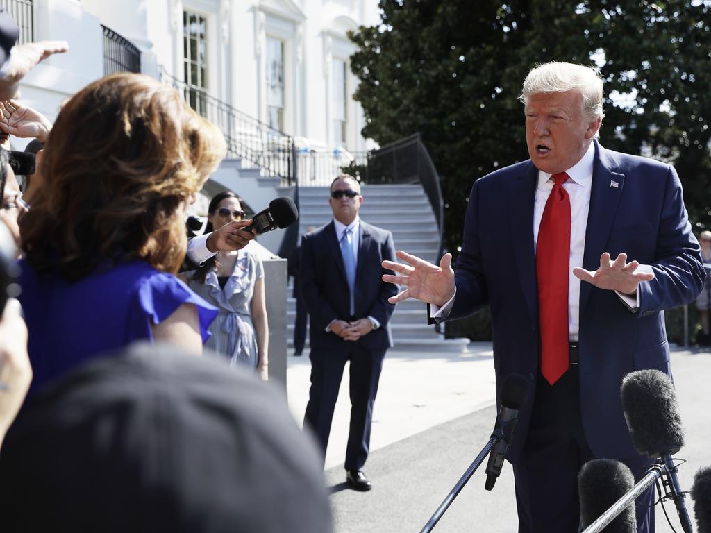 US President Donald Trump talks to reporters on the South Lawn of the White House. Picture: AP