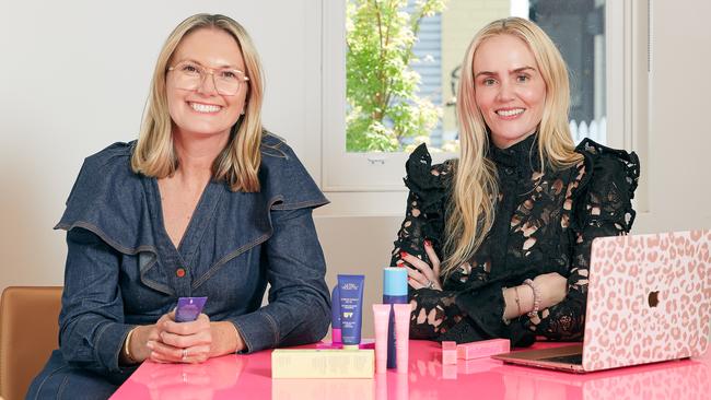 Aussie Sunscreen brand Ultra Violette founders Bec Jefferd and Ava Chandler-Matthews in their Melbourne office. Photograph by Louis Trerise.