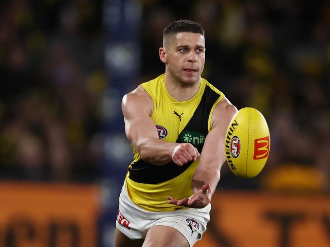 Teammate Dion Prestia played in the Tigers’ flag triumphs in 2017, 2019 and 2020. Picture: Michael Klein.