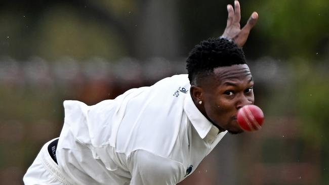 Deer ParkÃs Keon Harding during the VTCA Sunshine United v Deer Park cricket match in Albion, Saturday, Jan. 13, 2024. Picture: Andy Brownbil