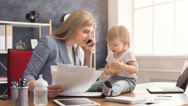 Working from home with a baby never quite looks like this. Picture: iStock