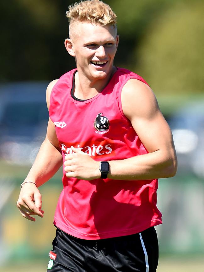 Adam Treloar ran laps. Picture: Nicole Garmston