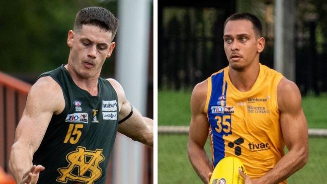 Matthew Motlop for Wanderers and Ryan Crisp for St Mary's in the 2024-25 NTFL season.