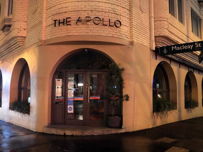 The Apollo restaurant in Potts Point is one of the latest venues to be impacted by the virus. Picture: Christian Gilles