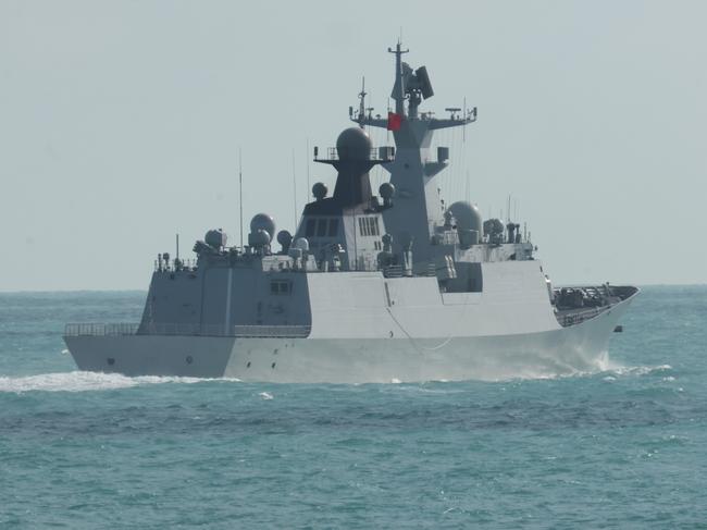 A Chinese warship in the Tasman Sea on Tuesday. Picture: Australian Defence Force