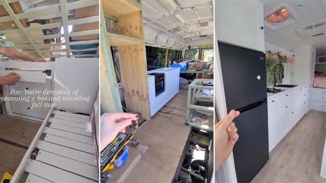 The converted bus before and after are incredible. Photo: Instagram