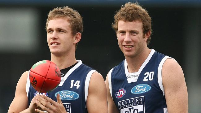 Joel Selwood and Steve Johnson early in their careers.