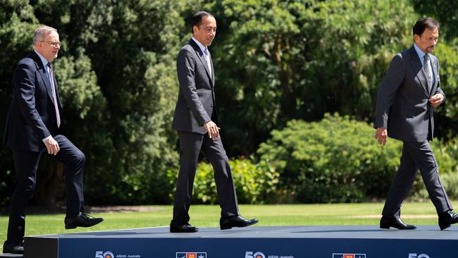 Anthony Albanese, Indonesian President Joko Widodo and Brunei Sultan Hassanal Bolkiah. Picture: Getty Images