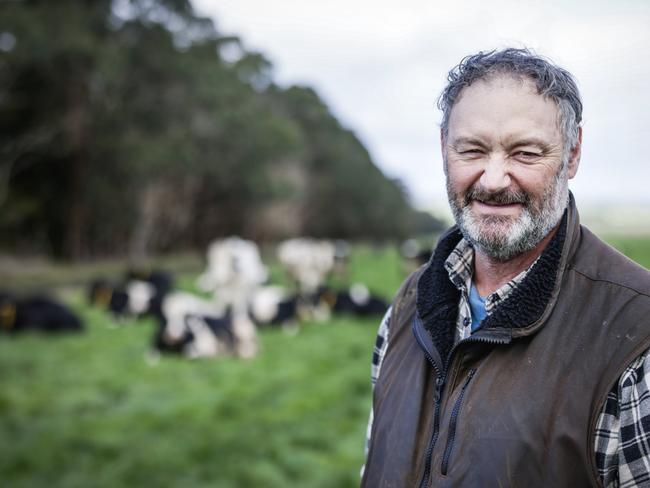 Larpent dairy farmer Mark Billing and his wife, Sam Simpson. Picture: Nicole Cleary