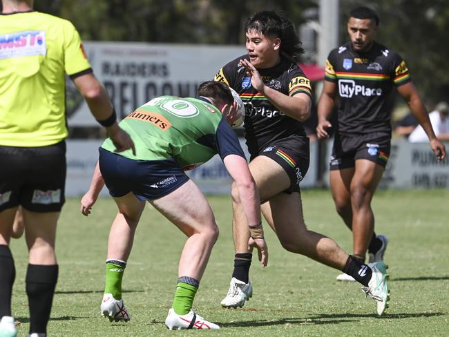 CANBERRA, AUSTRALIA, NewsWire Photos. MARCH 9, 2024: UNE SG Ball Cup - NSWRL Junior Reps Round Six Canberra Raiders vs Penrith Panthers at Raiders Belconnen in Canberra. Picture: NCA NewsWire / Martin Ollman