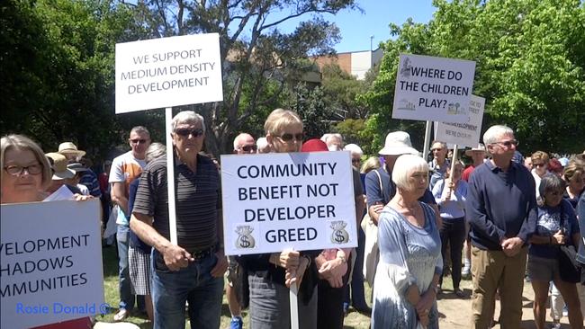 Residents gather in protest at a previous rally at Crows Nest in November. Picture: Rosie Donald