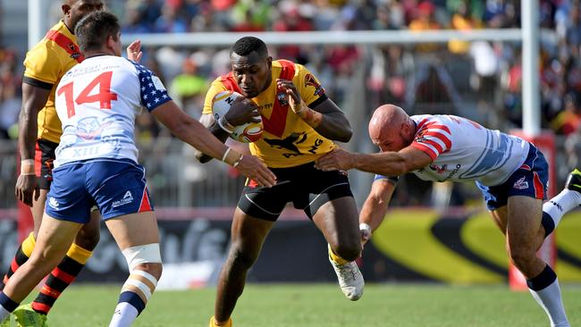 Kato Ottio in action during PNG’s 64-0 thumping of the US during the world cup in November. Picture: AAP