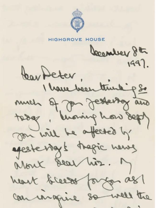 A handwritten letter by King Charles to friends after Princess Diana's death is up for auction. Picture: RR Auction