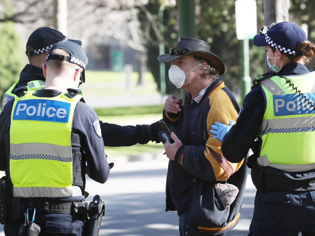 Victoria Police will not hesitate to issue fines to protesters who defy lockdown laws. Picture: David Crosling/NCA NewsWire