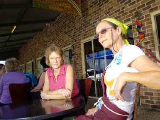 Dry arguement: River Junction Cafe and Pizzeria owners Kerry O’Connor (left) and Dianne Mancell areunhappy over Richmond Valley Council’s refusal to exempt them from the alcohol-free zone outside their premises in Richmond Terrace at Coraki. . Picture: Jay Cronan