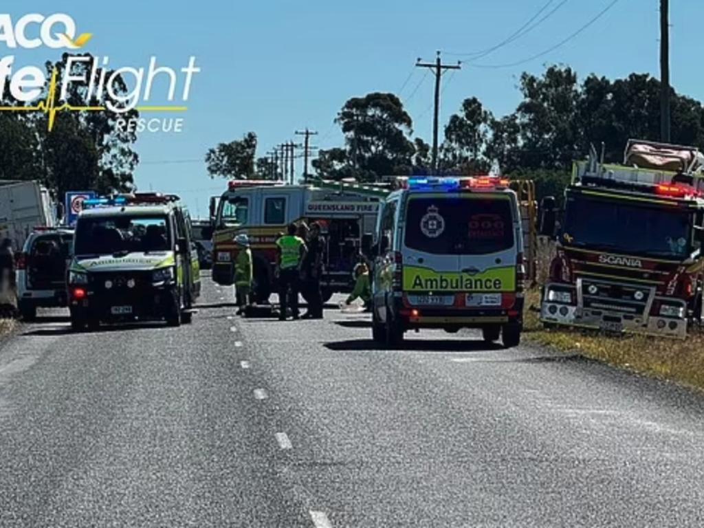 A father and his two teenage children have been killed in a car crash in Queensland, with the kids' mother fighting for her life. Picture: RACQ Life Flight