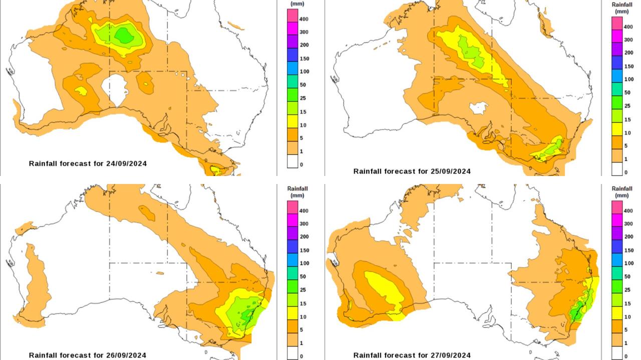 The four day rain forecast. Picture: BOM