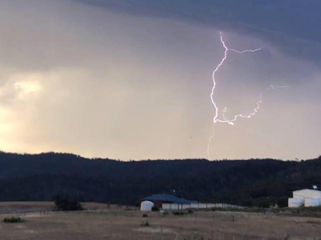 Lightning strike in the Southern Midlands. Picture: Jez Price