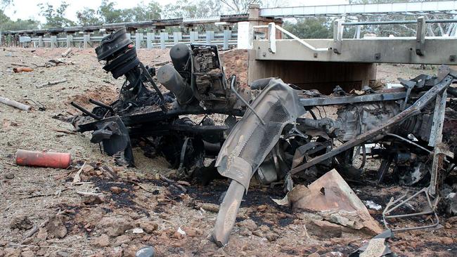 Eight people were injured and the truck, two fire trucks, and a police car were destroyed in the second, larger explosion, which was estimated to be the equivalent of detonating 15 tonnes of TNT.