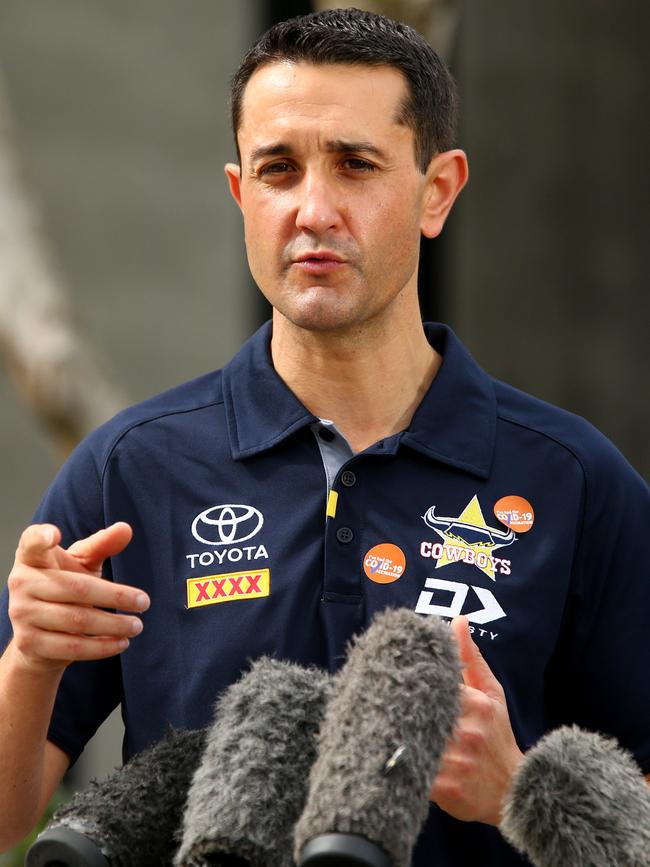 Opposition Leader David Crisafulli proudly shows his Cowboy colours. Picture David Clark