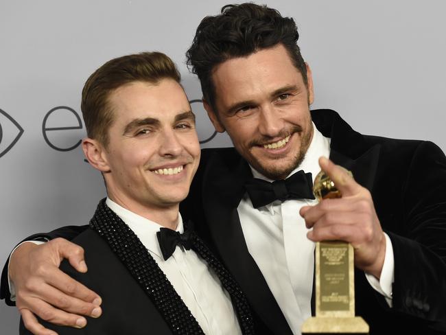 James Franco, right, with his brother, Dave Franco, at the Golden Globes.  Picture:  AP