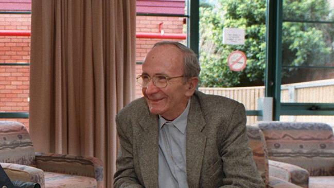 Roman Catholic Archbishop of Melbourne, Sir Frank Little (R) speaks to former Ozanam House resident 'John' at re-opening in Melbourne 30/06/96                                 Victoria / Religion