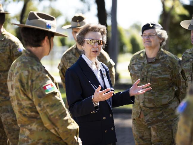 Her Royal Highness Princess Anne, The Princess Royal, during a visit to Holsworthy Barracks in Sydney in April 2022.