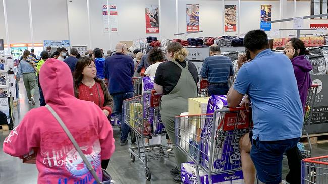 Scenes at Docklands Costco this morning. Picture: Ian Currie