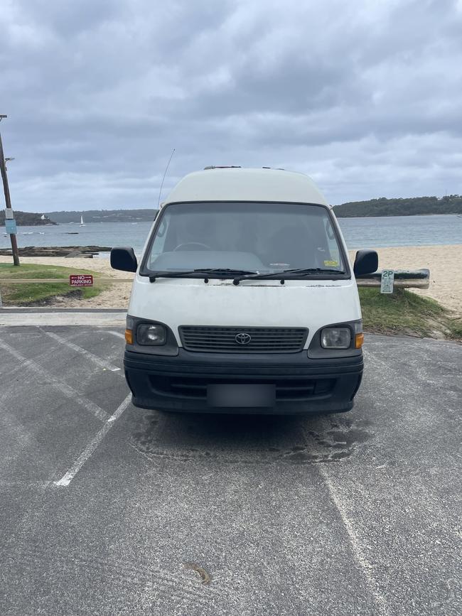 A photo of what is understood to be a van parked overnight in the region’s beachfront areas.