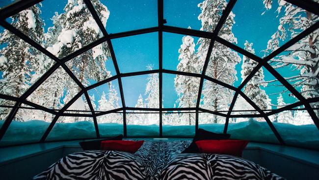 The view from inside a Kakslauttanen igloo.