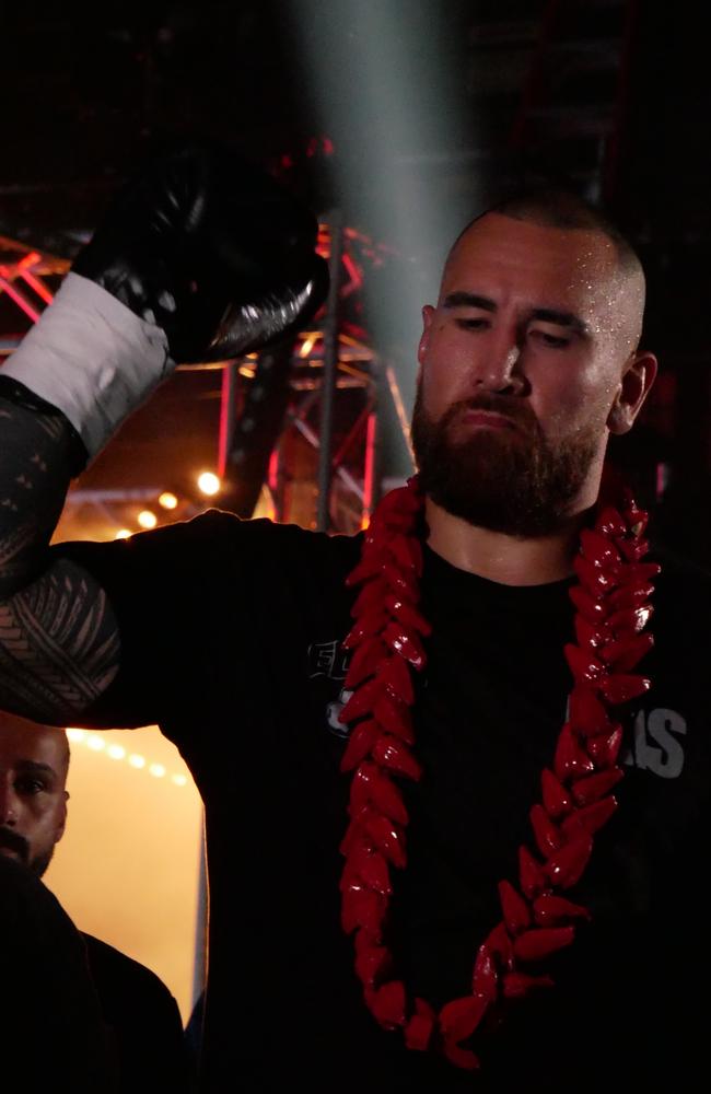 Nelson Asofa-Solomona at the Battle of the Reef fight night at the Townsville Entertainment and Convention centre, October 7 2023. Picture: Blair Jackson.