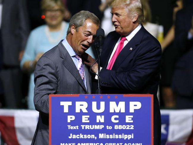 Nigel Farage has campaigned for and defended Donald Trump as US President and said he is doing a “great job” in office. Picture: GETTY IMAGES NORTH AMERICA / Jonathan BACHMAN