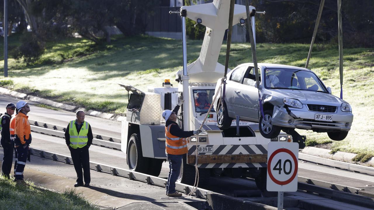 The most recent O-Bahn incident involved an 83-year-old women who drove off the O-Bahn track at the Paradise Interchange, off Darley Road, this morning. Picture: Emma Brasier