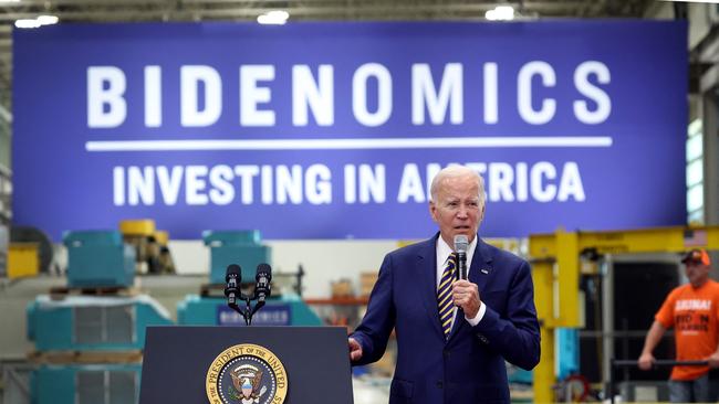 US President Joe Biden’s signature industry policy, the Inflation Reduction Act, has subsidised US enterprise via tax breaks, loans and grants. Picture: AFP / Scott Olson