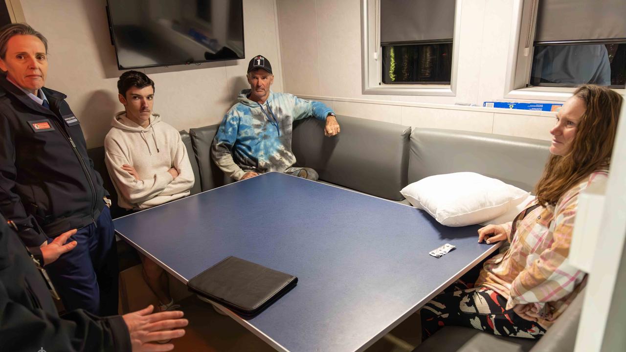 Brett McIntosh and his sailing companion Lisa briefly spoke to media from Sydney’s Balmain on Tuesday night. Picture: NSW Police