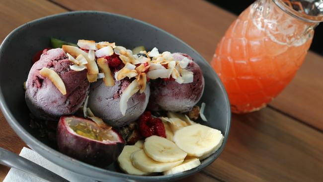 Some of the food and ambience at Daymaker Espresso at Miami. Acai Bowl. Picture Glenn Hampson