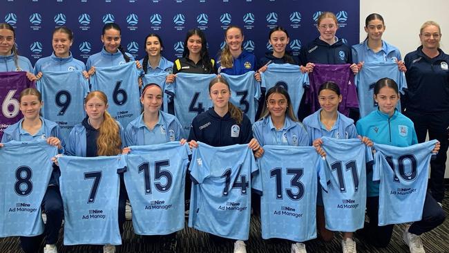 Anissa Tann (second left) and the NSW Metro U15 girls squad at the 2024 Football Australia National Youth Championships. Picture: Supplied