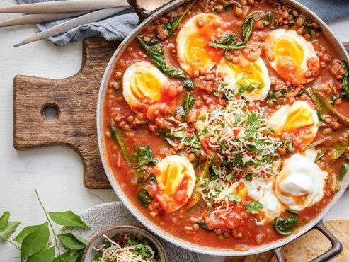 Lentil and egg curry.