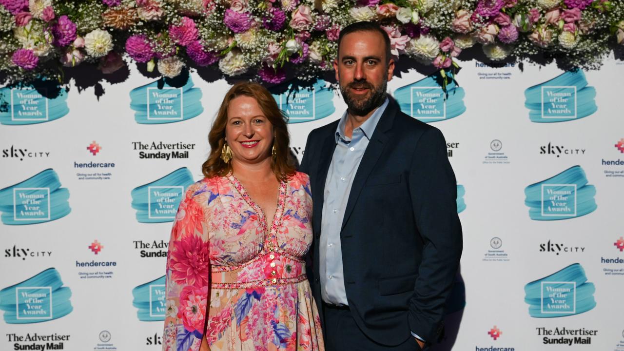 Kate Croser and Sandy Cameron at The Advertiser Sunday Mail, SkyCity 2023 Woman of the Year Awards. Picture: Naomi Jellicoe