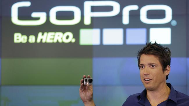 GoPro CEO Nick Woodman celebrating his company’s IPO in 2014. Picture: Seth Wenig