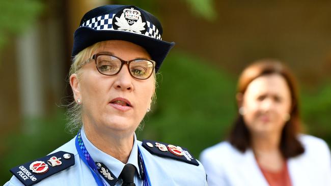 Queensland Police Commissioner Katarina Carroll (left) with Premier Palaszczuk. Picture: AAP/Darren England