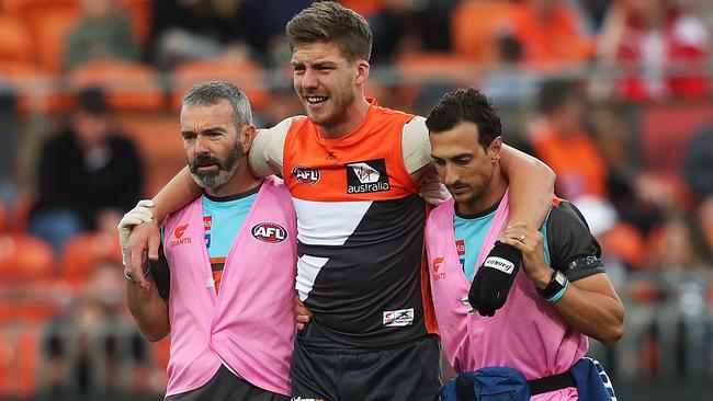 Aidan Corr suffered concussion in the opening minute against Collingwood. Picture: Phil Hillyard