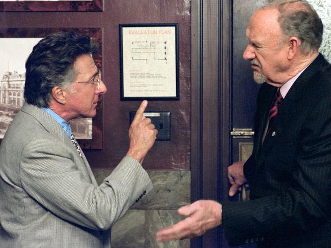 Gene Hackman with close friend Dustin Hoffman in Runaway Jury. Picture: Supplied