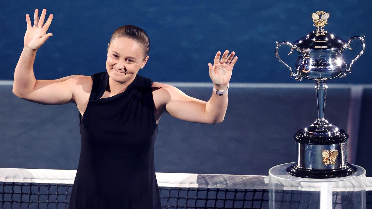 Ash Barty on Rod Laver Arena. Picture: Mark Stewart