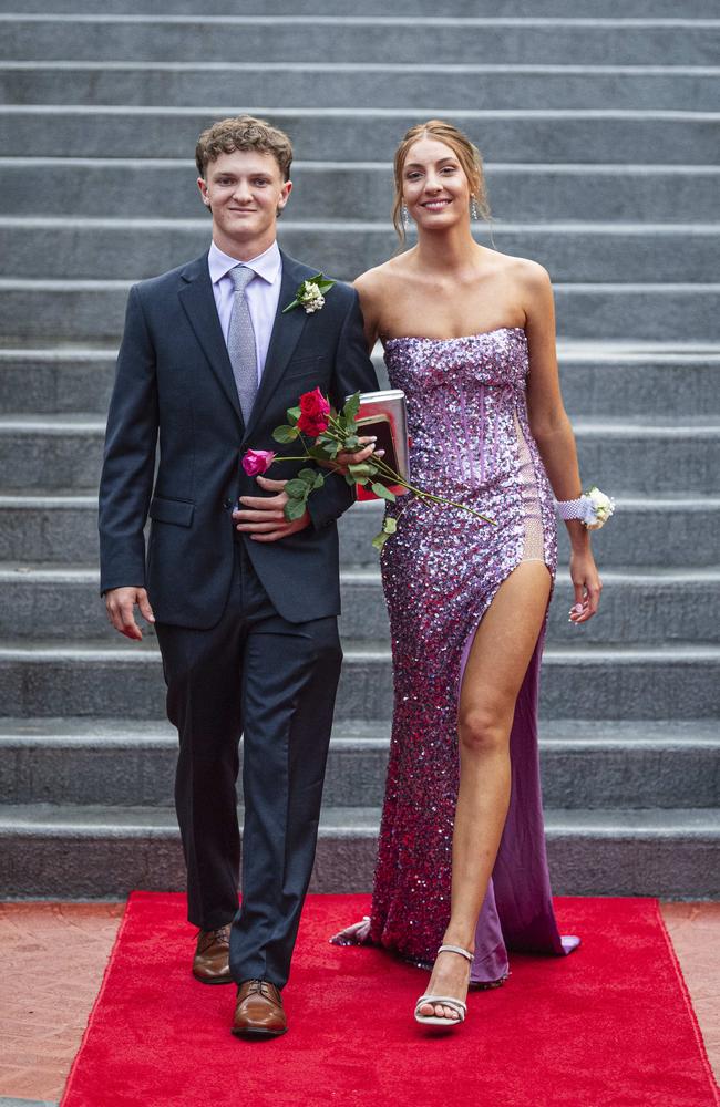 Eve Slack-Smith and partner Alex Chicalas arrive at The Glennie School formal at Picnic Point, Thursday, September 12, 2024. Picture: Kevin Farmer