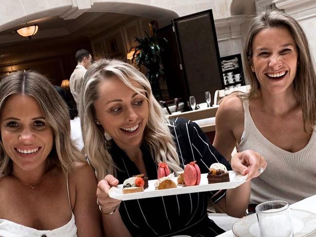 Amy Finch, Dani Willis (Steve Smith’s wife) and Eloise Carey at The Landmark London, 24 June. Picture: @_amyfinch/Instagram