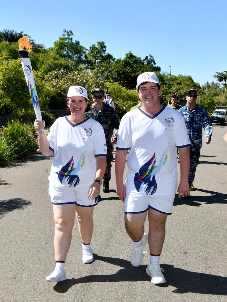 Legacy Centenary Torch Relay and community day at Jezzine Barracks. Torch bearers Melissa Bingley and her son Mitchell Bingley. Picture: Evan Morgan