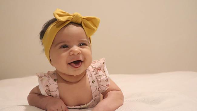 Adaline Edwards is full of giggles and dribbles. Picture: Bernadette Edwards