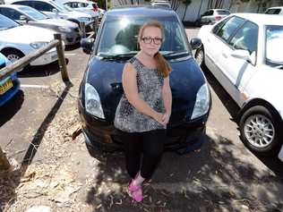 Bettina Ryan damaged her car when she hit a pothole on Coraki Rd, South Gundurimba, at base of MacMahons Rd. Picture: Cathy Adams