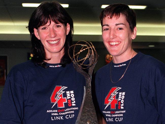 Lightning legend Rachael Sporn, pictured with former teammate Carla Porter says the club’s plight is “devastating”. Picture: Supplied